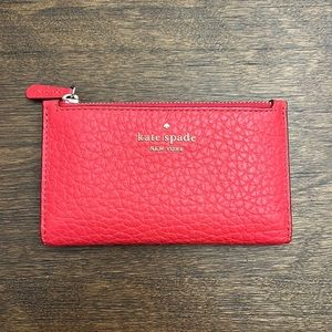 Kate Spade red small slim bifold wallet
